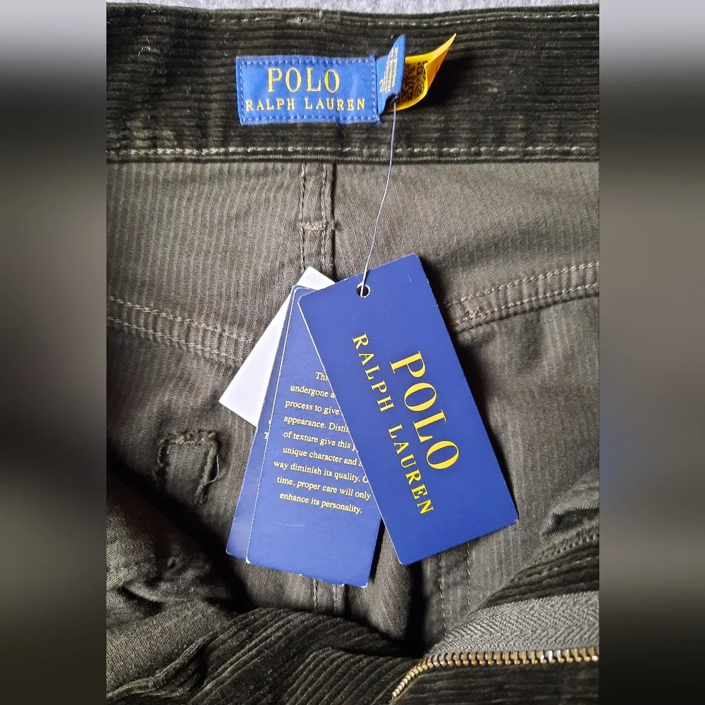 NWT! Polo Ralph Lauren Pants Womans 24 Green Corduroy Straight Preppy Classic - Picture 16 of 16